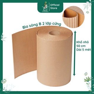  Giấy sóng bìa carton 2 lớp sóng B khổ 50cm đóng hàng gốm sứ. Cuộn bìa catton chống sốc bọc hàng dễ vỡ làm vách ngăn 