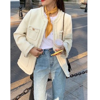 Áo khoác dạ nữ Tweed siêu cấp 2 màu đen trắng quảng châu
