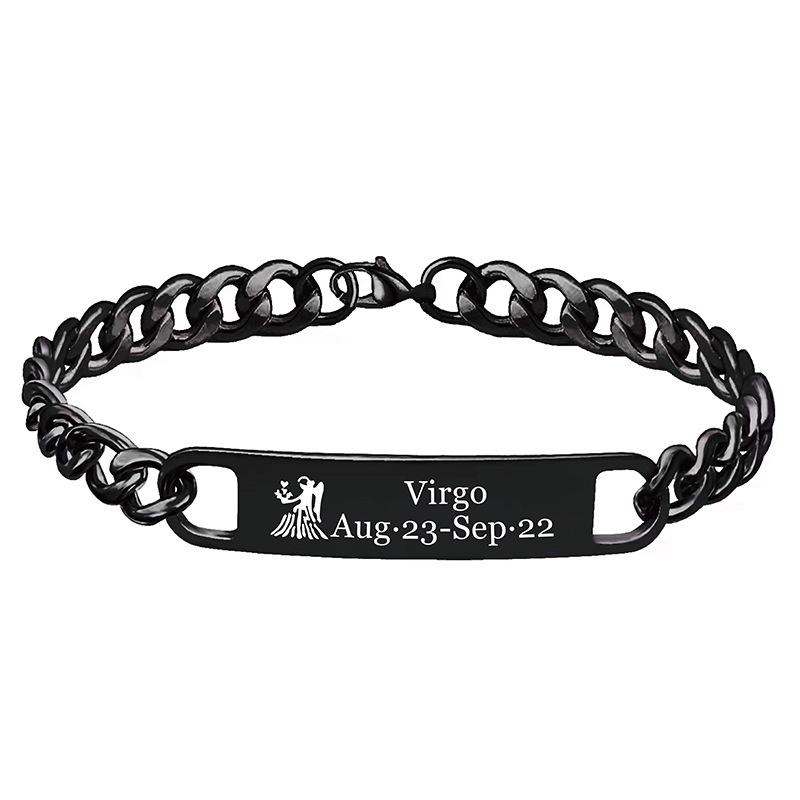 Vòng Tay Thép Titan Không Gỉ Khắc Chữ 12 Cung Hoàng Đạo