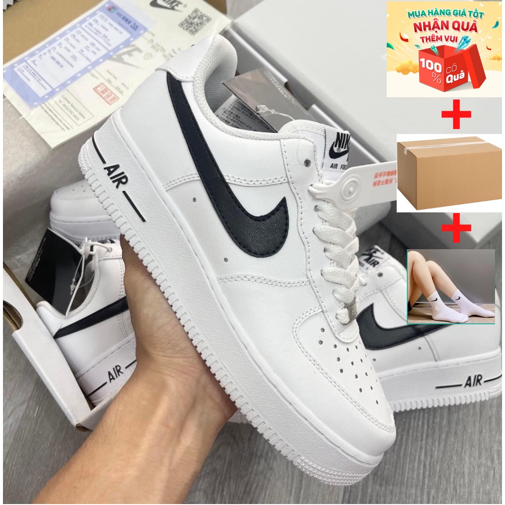 Giày _Nike_Air force 1 Trắng Vệt Đen, Giày Af1 Vệt Đen Bản Cao Cấp Chuẩn Trung [Full Box Bill + Tặng Tất]