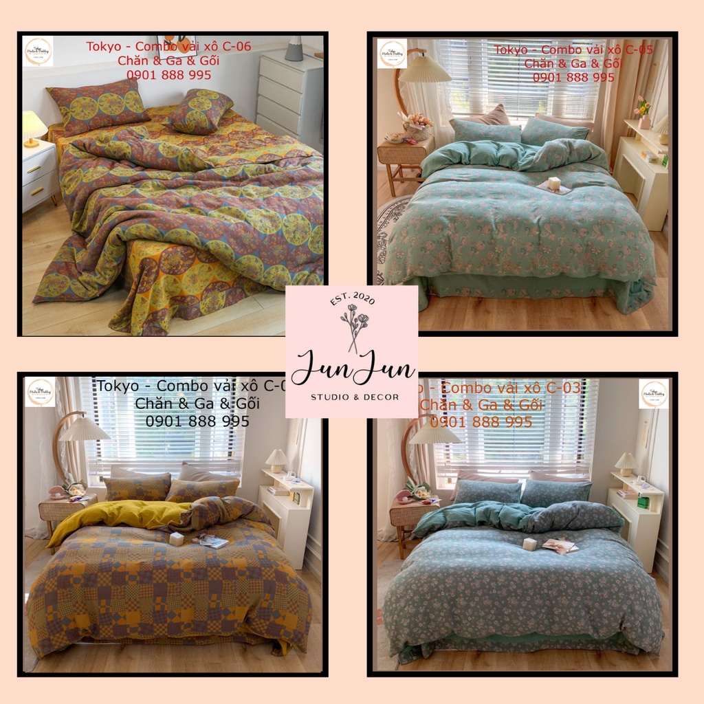 TH_Chăn vỏ, Ga Gối vải Xô Organic cotton dòng cao cấp