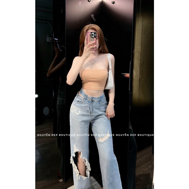 Áo ba lỗ nữ 2 dây trơn kiểu dáng ống ngắn croptop hot