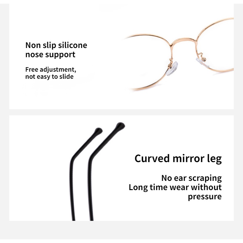 Mắt Kính Gọng Tròn Kim Loại Siêu Nhẹ Chống Ánh Sáng Xanh Dương Thời Trang Cho Nữ 1925