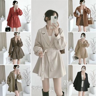 Áo dạ dáng xoè tay bồng kèm đai hàng QCCC
