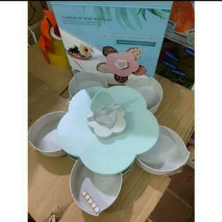 khay mứt xoay hình hoa 1 tầng có giá để điện thoại