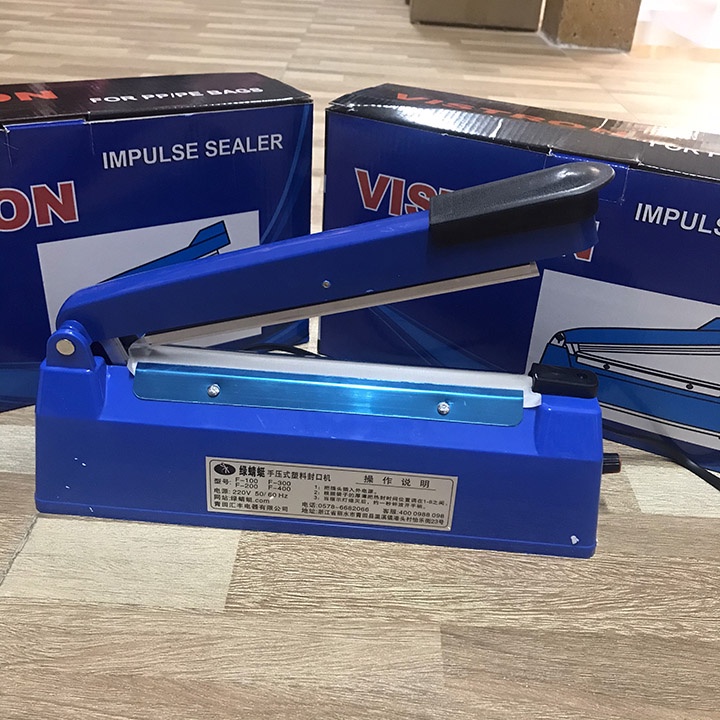 Máy hàn miệng túi nilon dập tay để bảo quản thực phẩm, bọc sản phẩm bán hàng, máy hàn miệng túi 20cm
