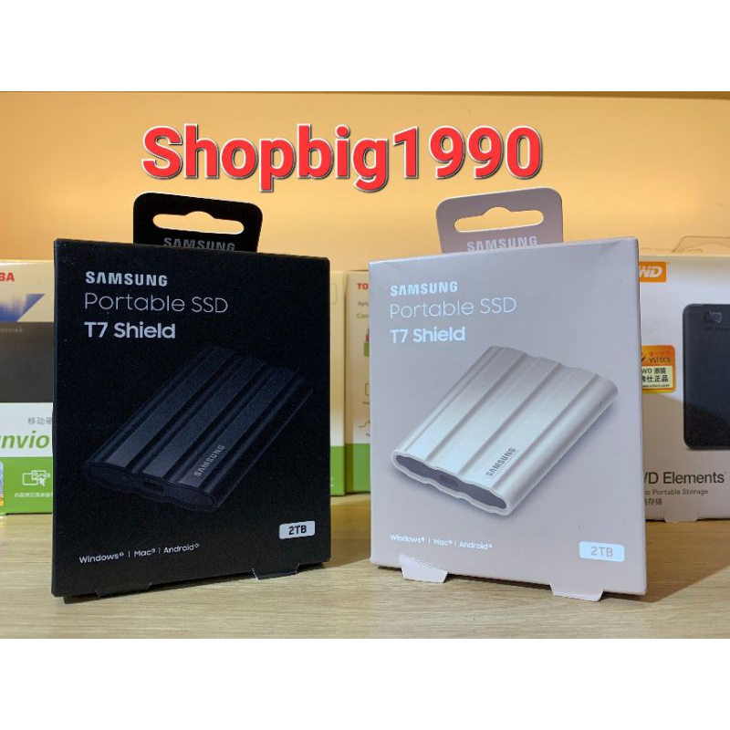 Ổ cứng di động SSD Samsung T7 1TB 2TB Shield USB3.2 Gen2 xanh / đen/ be- bảo hành 36 tháng
