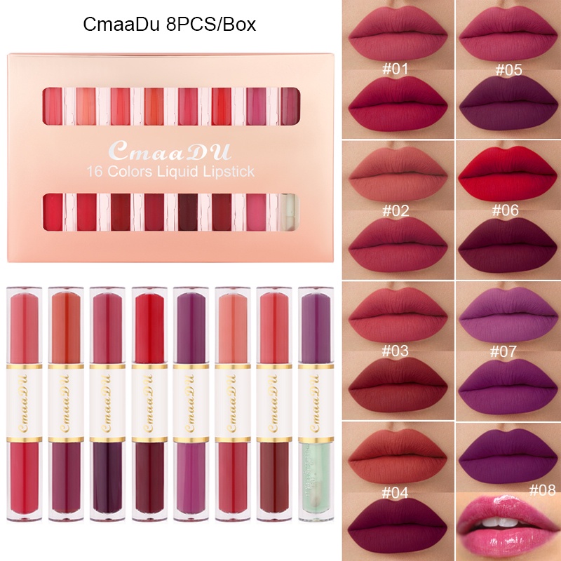 Son Môi 2 Trong 1 Chống Nước Gồm 16 Màu Tùy Chọn