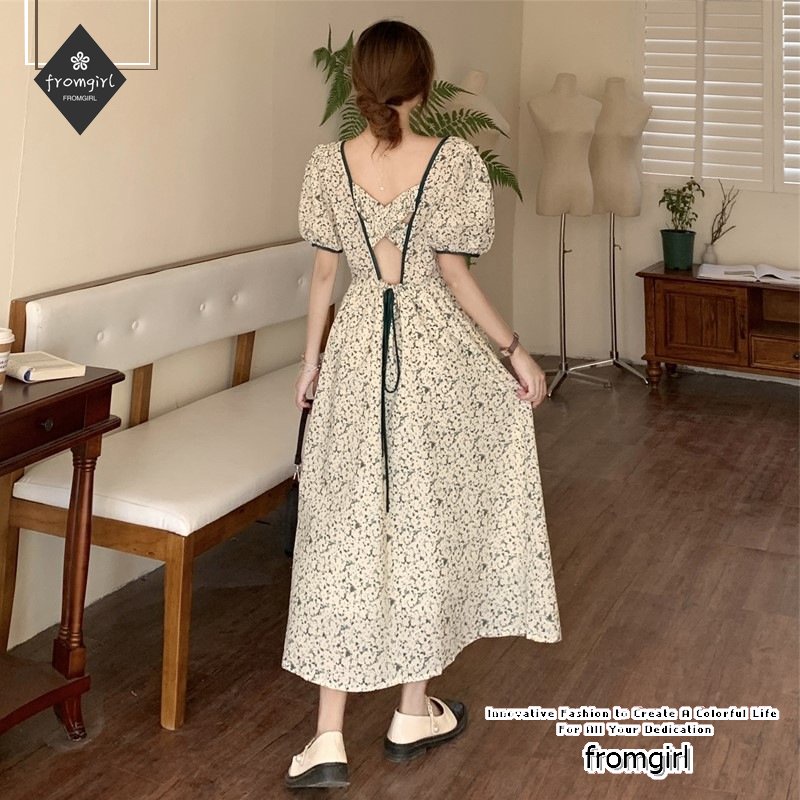 Đầm Hoa Dáng Dài Hở Lưng Ôm Eo Thời Trang 2022 Quyến Rũ Cho Nữ