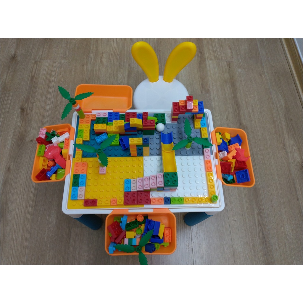 Bàn Xếp Hình,Bàn xây dựng đa năng,Lắp Ghép Lego tặng kèm 340 chi tiết lego cho bé