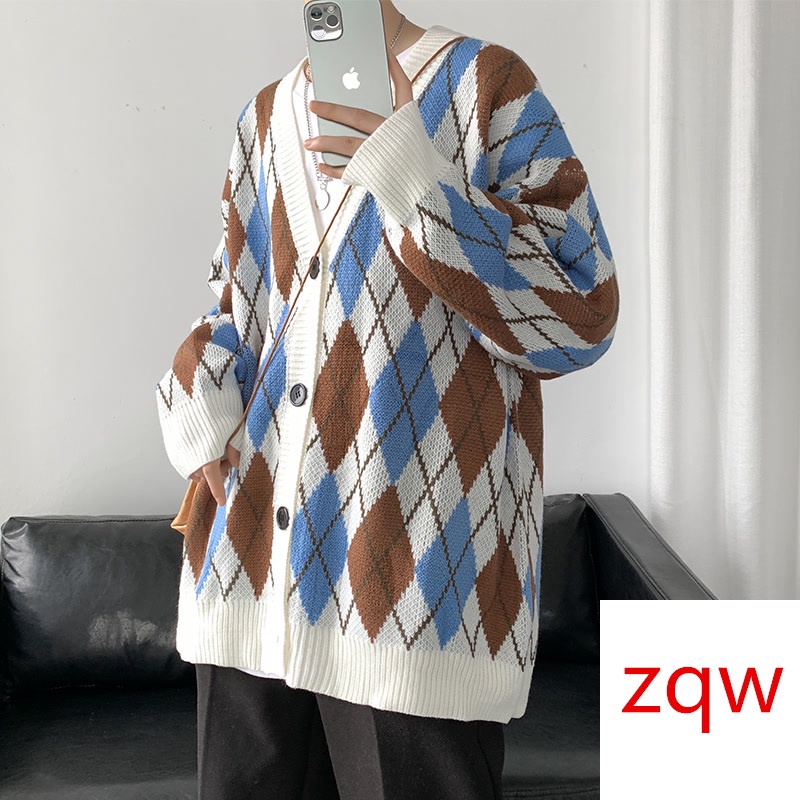 Salt Series Áo Khoác Cardigan Sweater Dệt Kim Cổ Chữ V Size Lớn Phong Cách Preppy Đường Phố Hàn Quốc Hợp Thời Trang Mùa Xuân Cho Nam