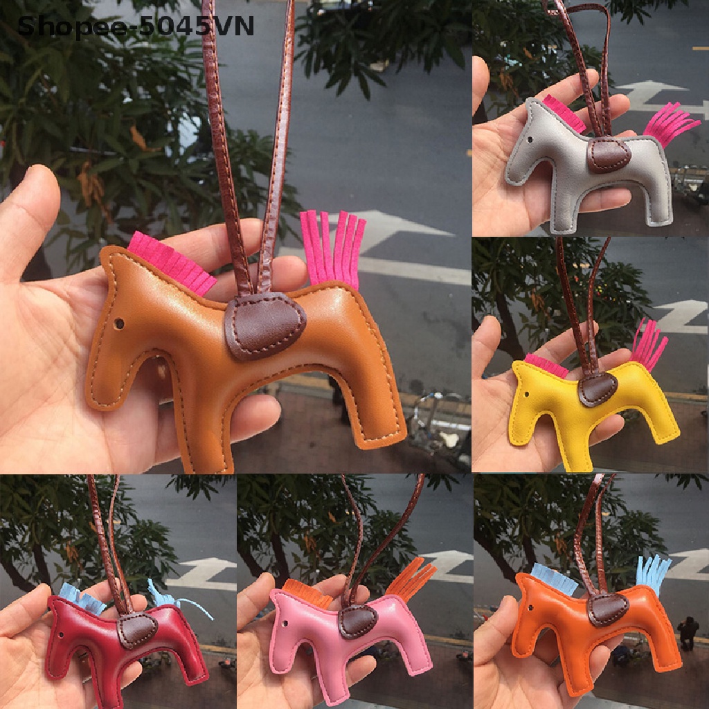 Móc Khóa Xe Hơi / Túi Xách Handmade Bằng Da PU Hình Chú Ngựa Handmade Độc Đáo Thời Trang