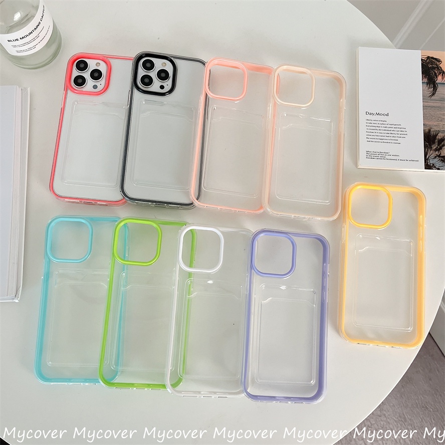 Ốp Điện Thoại Trong Suốt Có Ngăn Đựng Thẻ Cho iPhone 11 12 13 Pro Max X XR Xs Max 6 7 8 Plus SE 2020
