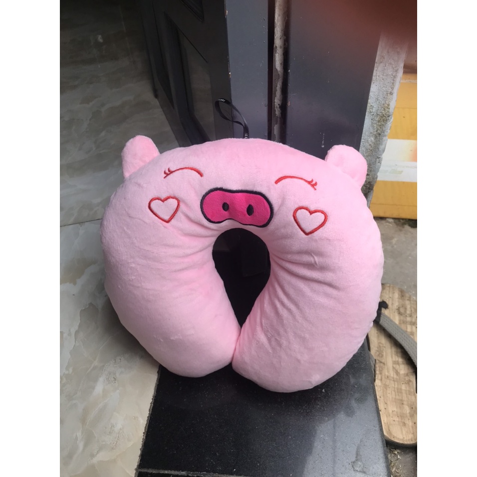 Gối chữ u tựa cổ văn phòng Heo Hồng (Đẹp Rẻ Vô Địch - Ảnh Thật)
