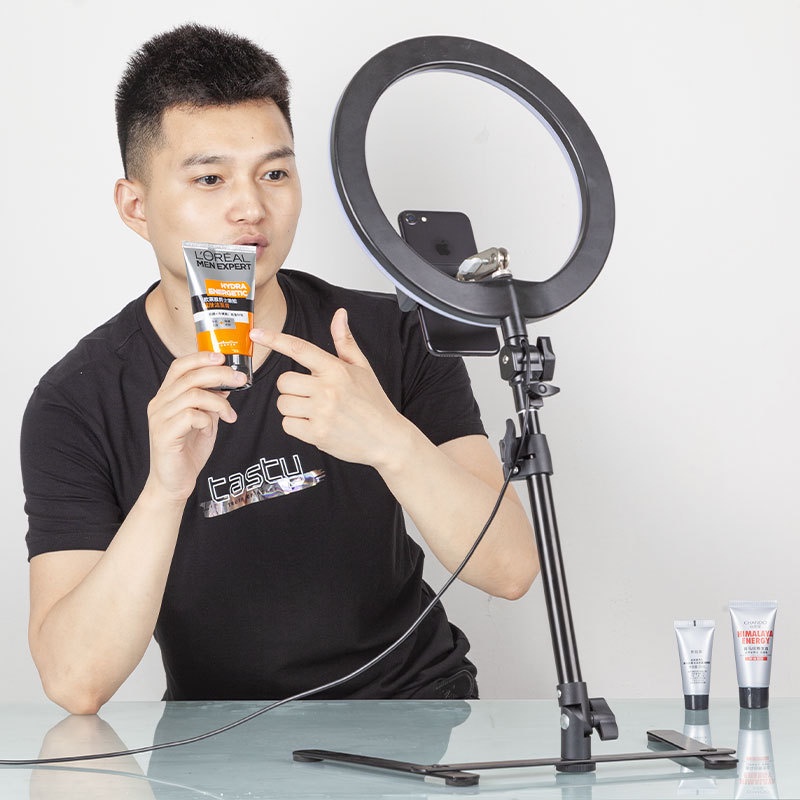 Đèn Chụp Ảnh Sản Phẩm, Đèn Quay Video Tiktok Livestream, review sản phẩm Để Bàn kèm đèn Hình Tròn Ringlight Mini 26cm