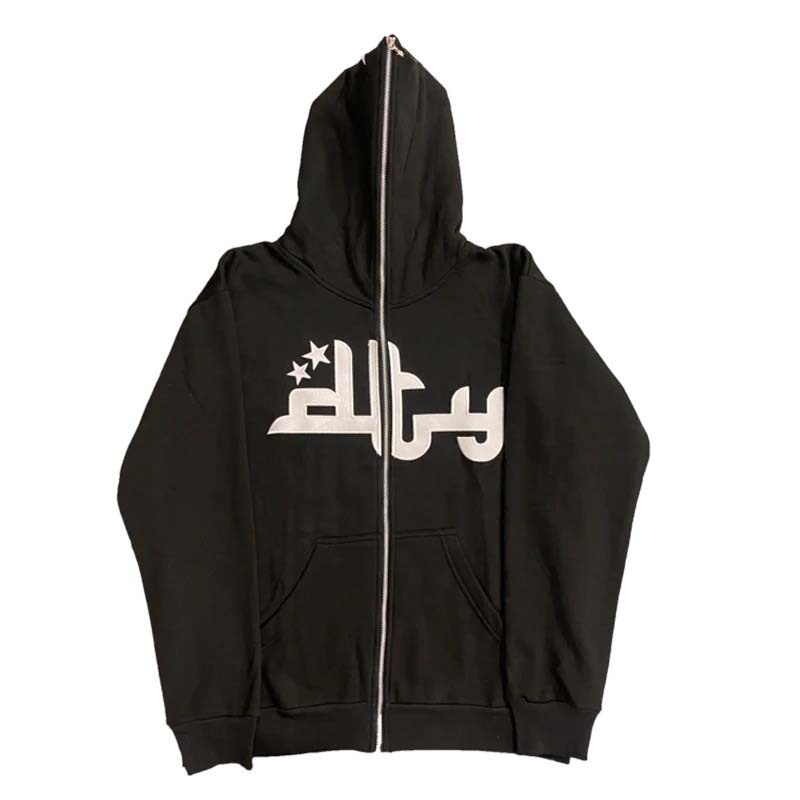 Áo Khoác Hoodie Có Khóa Kéo In Hình Ngôi Sao Phong Cách Hip hop Mỹ Thời Trang Đường Phố Cho Nam Và Nữ Y2K