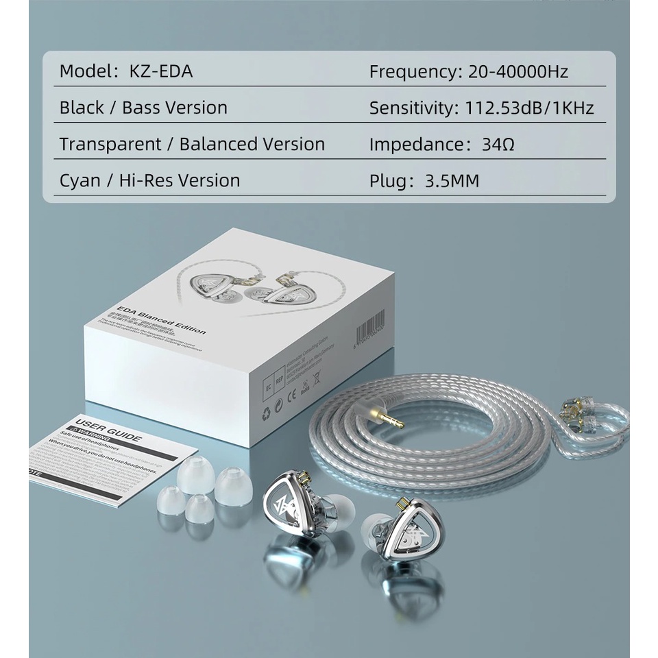 KZ EDA Phiên Bản Cân Bằng Màu Trắng Tai Nghe Nhét Tai HIFI Tai Nghe Game Thể Thao Loại Bỏ Tiếng Ồn