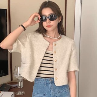 Áo tweed tay ngắn nữ nút tim order