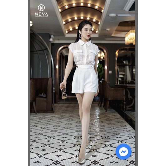 NEVA newtag set áo sơ mi  và quần shorts trắng mới nguyên tag S/M/L