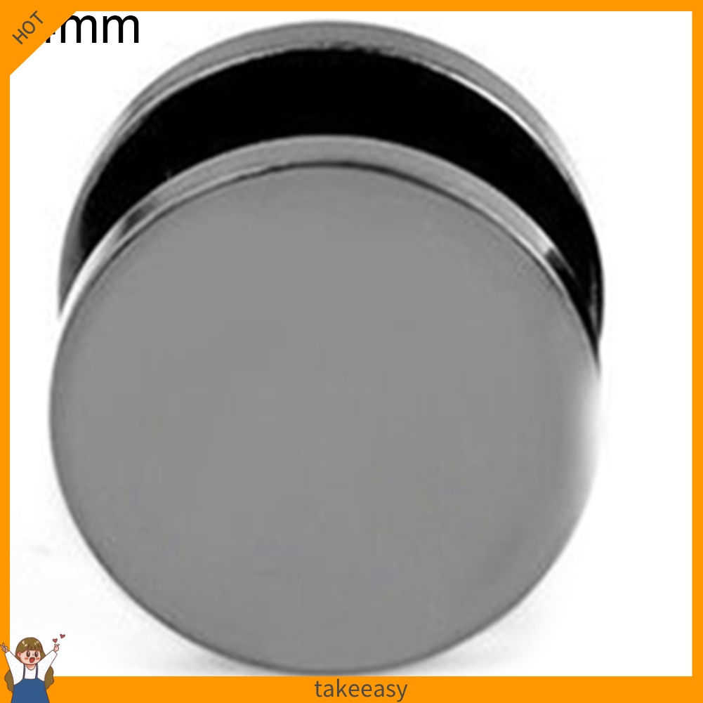 Khuyên tai màu đen bằng thép không gỉ kiểu dáng tròn 3mm - 14mm phong cách punk thời trang cho nam