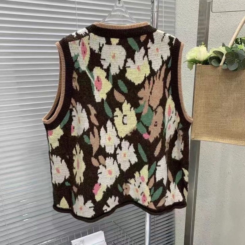 Áo Len Không Tay Màu Sắc Tương Phản Phong Cách Hàn Quốc Dành Cho Nữ