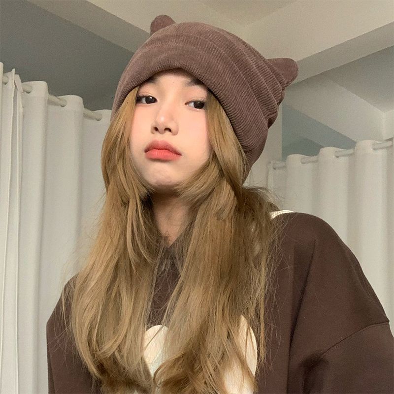 Mũ Dệt Kim Mềm Mại Đính Tai Thỏ / Gấu Nâu Dễ Thương Cho Bé Gái