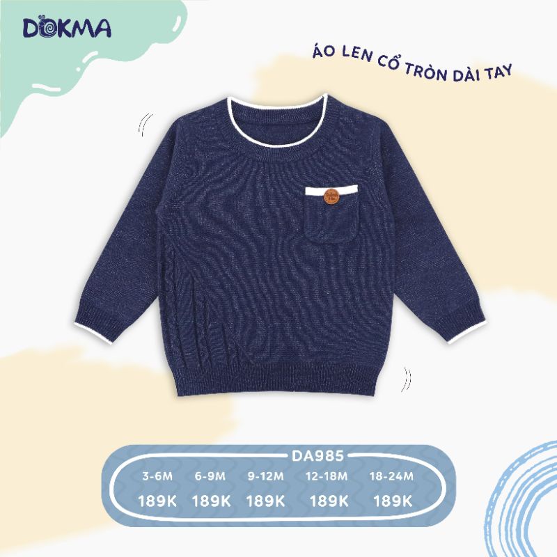 Áo len sơ sinh cài vai bé trai, bé gái Dokma 6-24M
