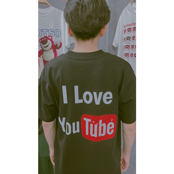 Áo thun unisex nam nữ I LOVE YOU TỪ BÉ cotton form rộng oversize màu đen 100% cotton 2c cao cấp