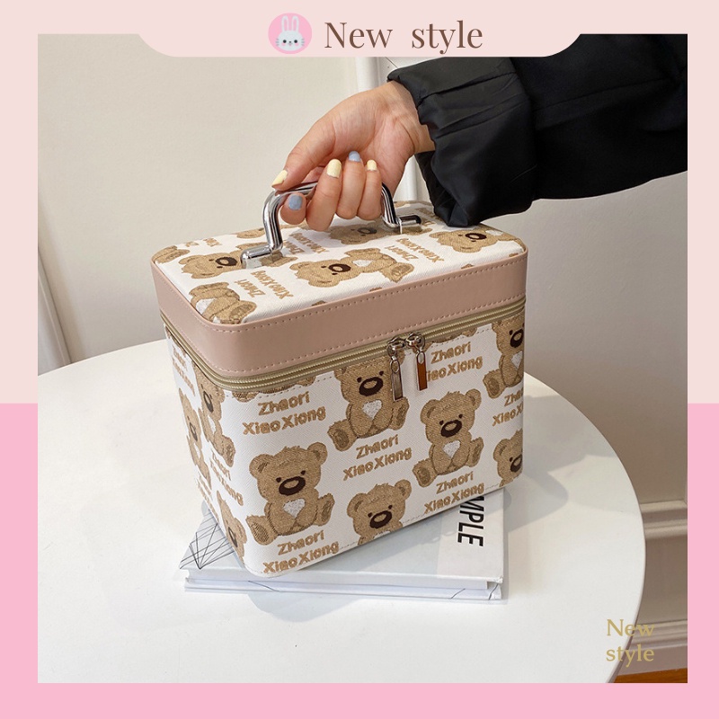Cốp mỹ phẩm mới, đựng đồ trang điểm, đồ cá nhân, túi đựng đồ dùng cao cấp da PU hoạt hình gấu trúc nhiều màu