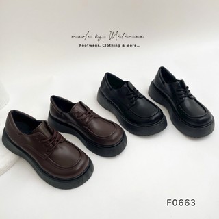 Giày loafer nữ 5p trơn cột dây hậu tròn 2101 f0663