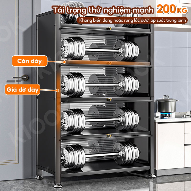 KIOOK Kệ Nhà Bếp Kệ Để Đồ 4/5 Tầng 70cm Có Bánh Xe Chống Bụi Dung tích lớn