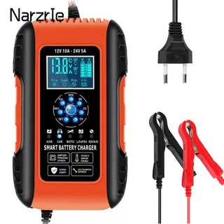 12-24V 10A Full Automatic Car Battery Charger 7-Segment SUV Motorcycle Truck Battery Charge Tool with Impulse Repair LED Display