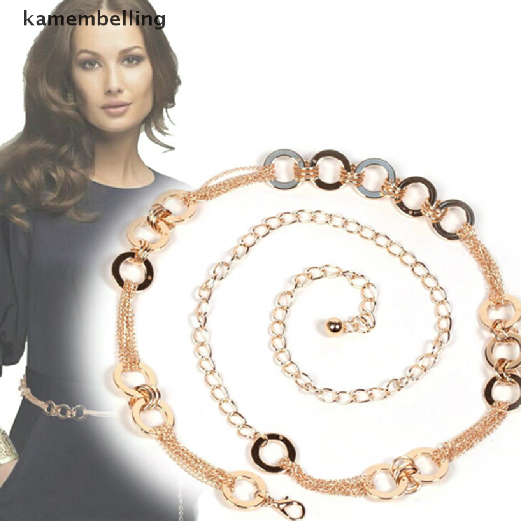 Thắt Lưng Dây Xích Kim Loại Đính Đá Pha Lê Cho Nữ