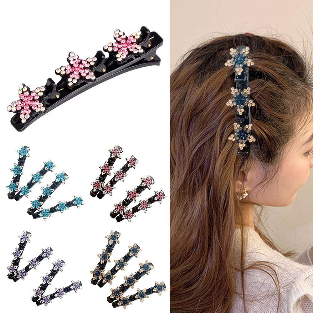 Bộ 4 Kẹp Tóc Bện Họa Tiết Hoa Xinh Xắn Cho Nữ