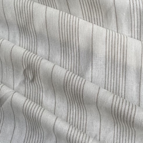Vải Linen Cotton 100% Họa Tiết Sọc Khổ 1m4 - Co Giãn Nhẹ, Mềm Mại - May Áo Sơ Mi, Đầm, Váy, Đồ Thiết Kế