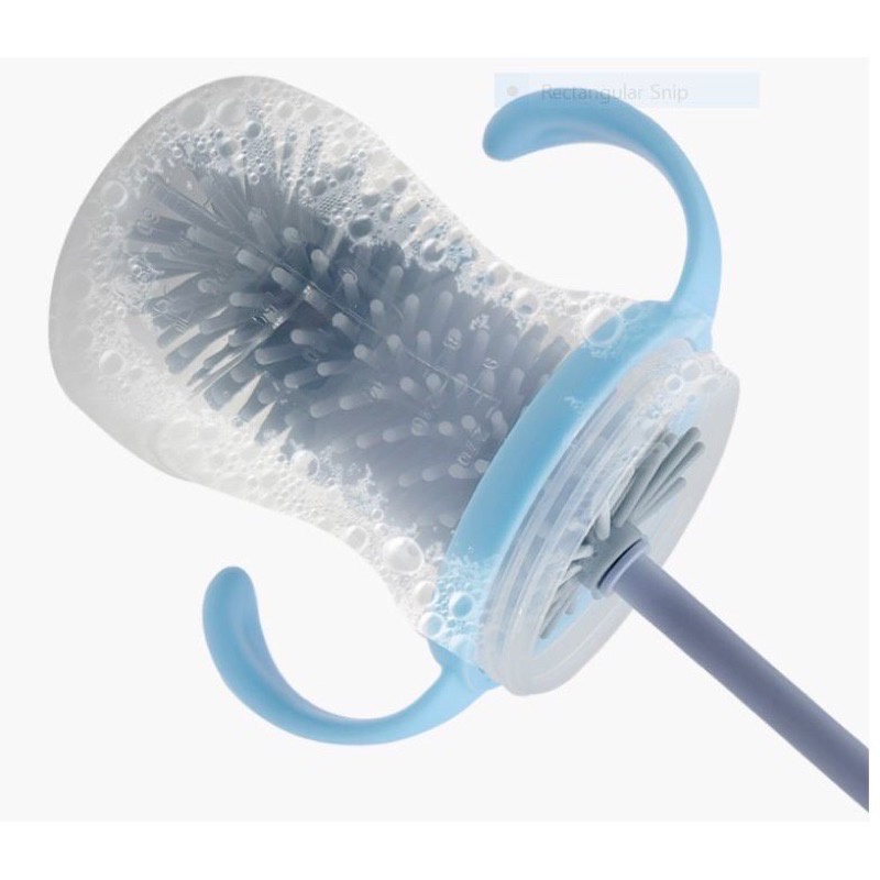 Cọ rửa bình sữa Silicone Hình bò cao cấp Tay cầm xoay 360 độ, cọ núm ti