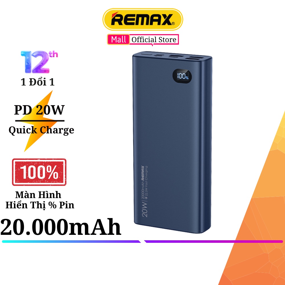Pin sạc dự phòng 20000mAh Chính hãng Remax RPP-292 Sạc nhanh PD 20W - Remax BH 1 đổi 1 Trong 12 Tháng