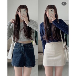 Áo len thừng cổ tròn nữ dáng Croptop