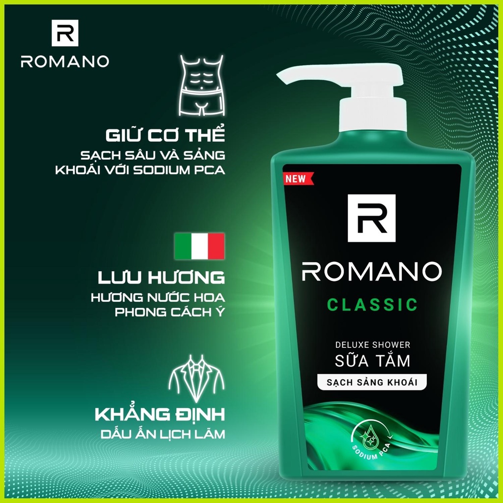 Sữa tắm Romano Classic 650gr - Sữa tắm Romano hương nước hoa sạch sảng khoái