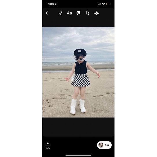 SET ÁO THUN + CHÂN VÁY CARO CHO BÉ (7-25kg)