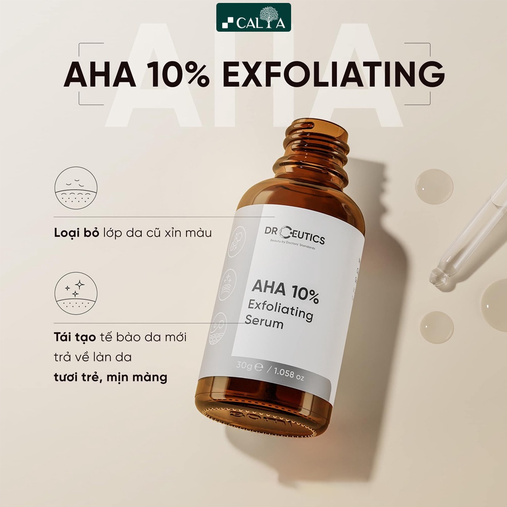 Tinh Chất Serum DrCeutics AHA 10% Exfoliating Serum Làm Sáng Da, Tẩy Da Chết Nhẹ Nhàng 30g