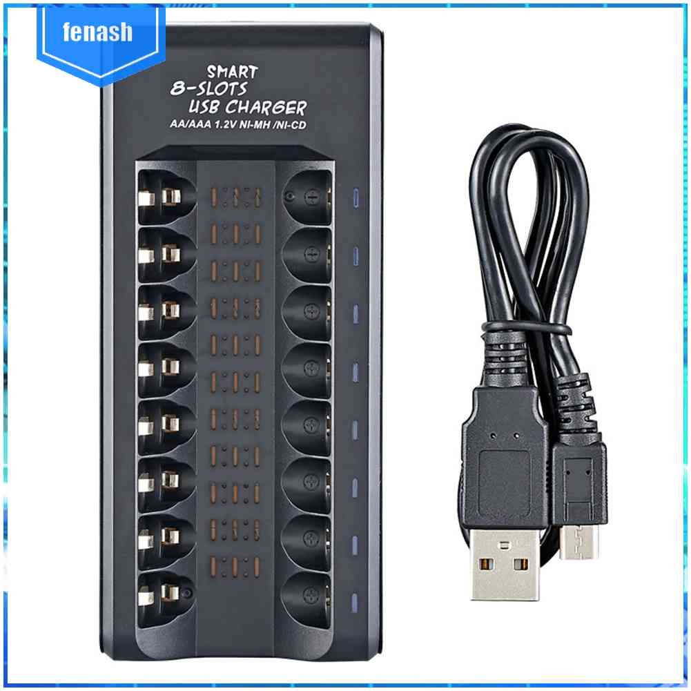 Bộ Sạc Pin 8 Cổng USB 1.2V Cho Pin AA / AAA Ni-MH / Ni-Cd