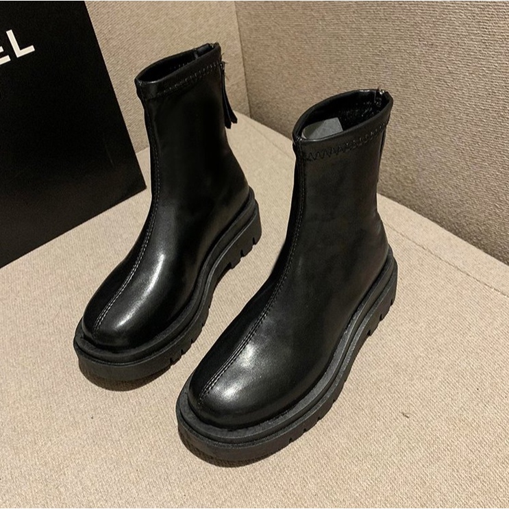 Chelsea boots nữ da xịn bốt cao cổ lửng nữ tăng chiều cao 4,5 cm bản cao cấp nhất 2022