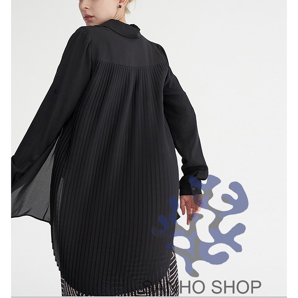ÁO L4R4SSE PLEATED R0LL-UP