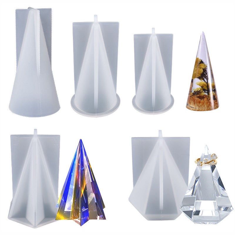 Khuôn Silicone Làm Nến Thơm Hình Nón Lục Giác DIY
