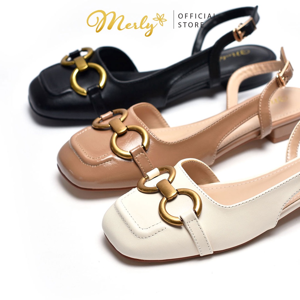 Giày Sandal Bệt Nữ Merly 1452, Giày Xăng Đan Bệt Mũi Vuông