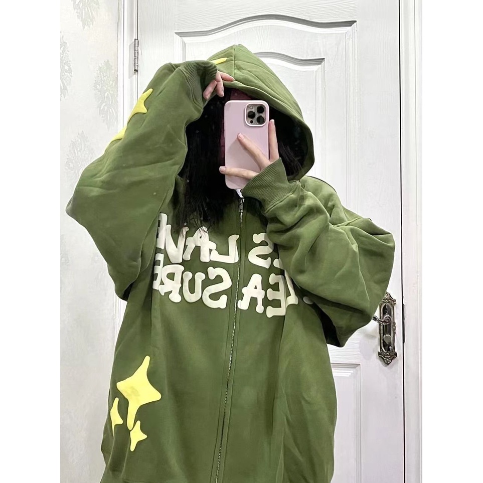 Áo Khoác Hoodie Dày Dặn Phối Khóa Kéo Phong Cách Retro Mỹ Dễ Phối Đồ Thời Trang Thu Đông Cho Nữ