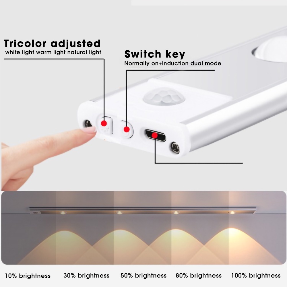 Đèn LED 20 / 30 / 40CM Siêu Mỏng Không Dây Cảm Ứng Chuyển Động Gắn Tủ Quần Áo / Tủ Quần Áo