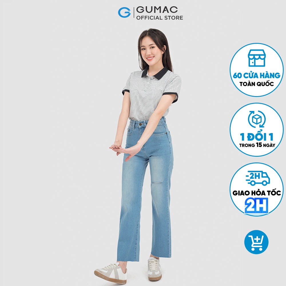 Quần jeans wash rách QJC07021 thời trang GUMAC
