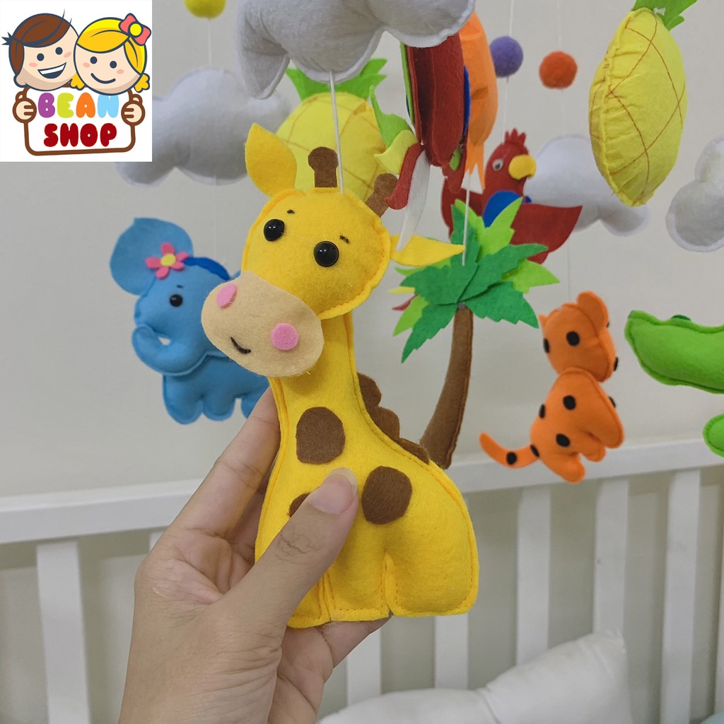 Treo nôi cho bé phát nhạc mẫu rừng xanh phát triển thị giác và não bộ